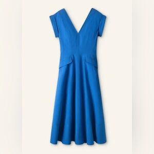 ME+EM Blue Tailored Midi Dress Size 12 Classic Old Money Elegance quiet luxury